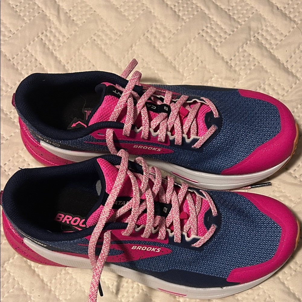 Brooks Vibrant Blue and Pink trail shoes